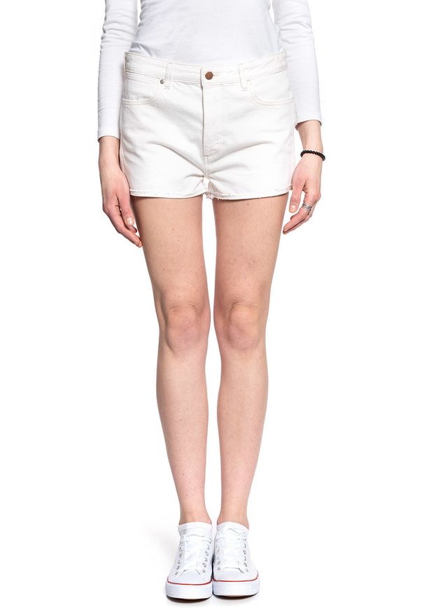 Wrangler - WRANGLER THE SHORT VINTAGE WHITE W27XWMX1Y 112128211. Materiał: jeans. Styl: vintage