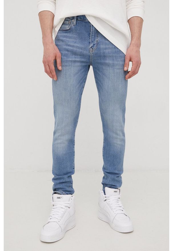Superdry jeansy męskie. Kolor: niebieski