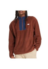 Bluza New Balance MT43518ROK - brązowa. Kolor: brązowy. Materiał: dresówka, bawełna #1