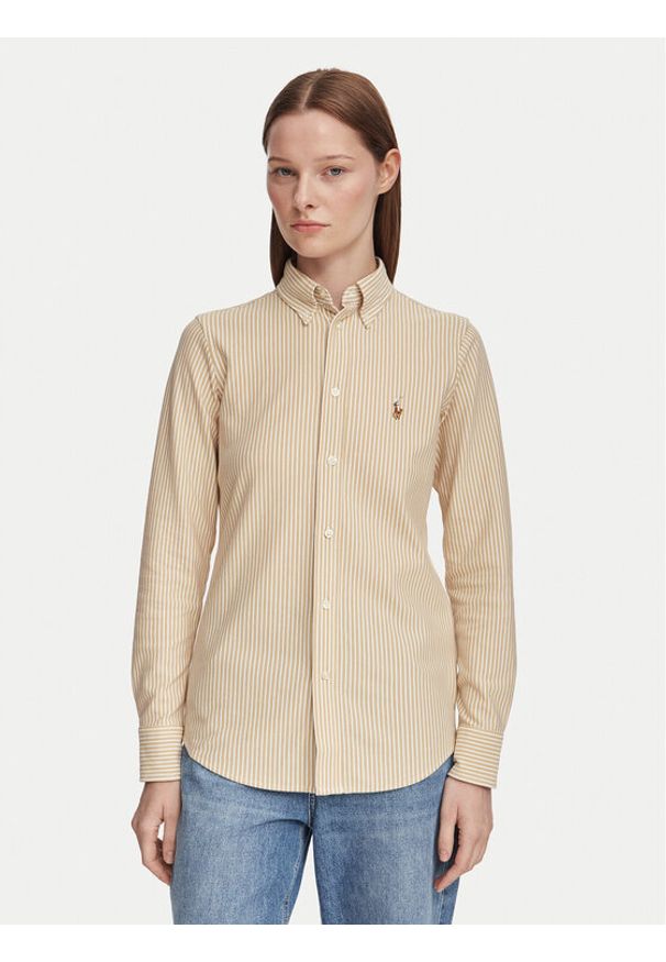 Polo Ralph Lauren Koszula 211910131504 Beżowy Regular Fit. Typ kołnierza: polo. Kolor: beżowy. Materiał: bawełna