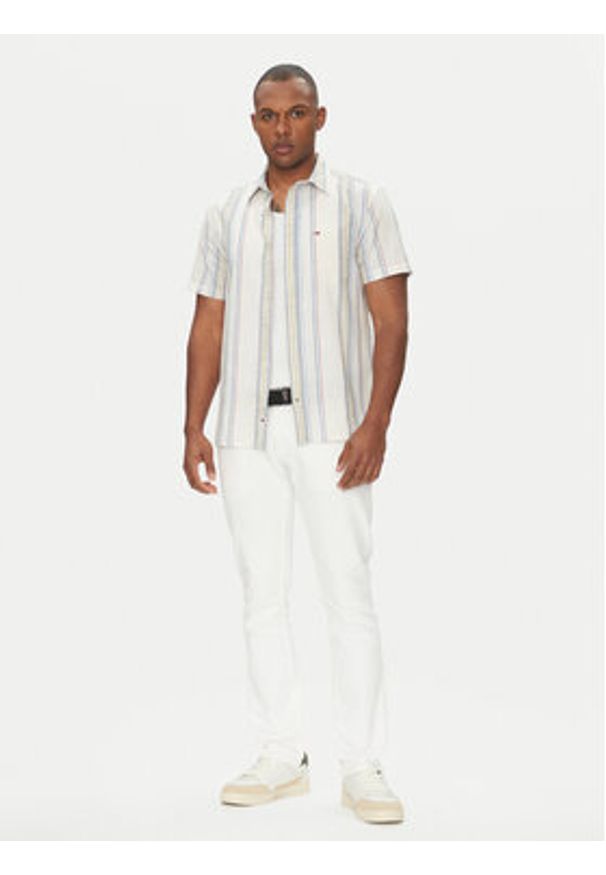 Tommy Jeans Koszula DM0DM21302 Beżowy Regular Fit. Kolor: beżowy. Materiał: bawełna