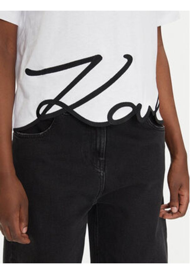 Karl Lagerfeld - KARL LAGERFELD T-Shirt A2W17104 Biały Relaxed Fit. Typ kołnierza: dekolt w karo. Kolor: biały. Materiał: bawełna
