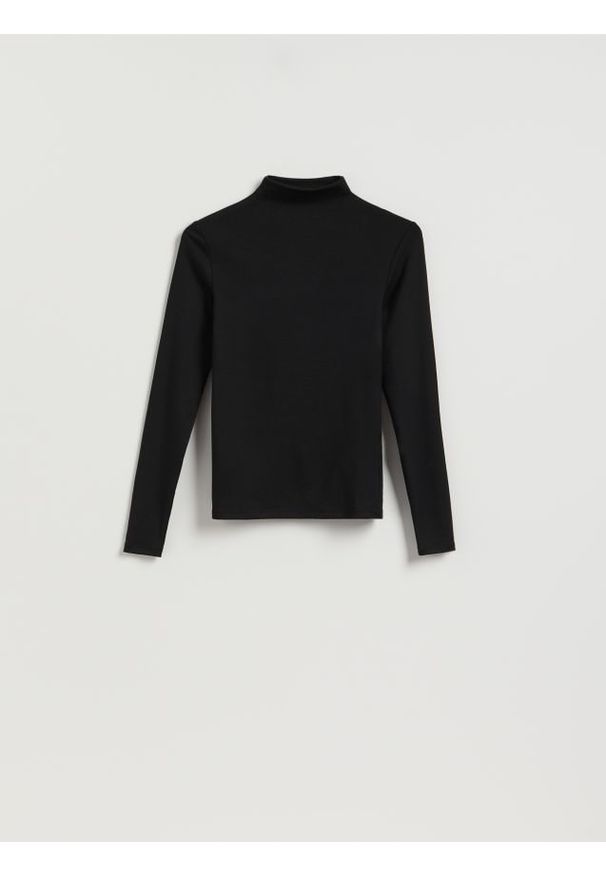 Reserved - Longsleeve z modalem - czarny. Kolor: czarny. Materiał: dzianina. Długość rękawa: długi rękaw