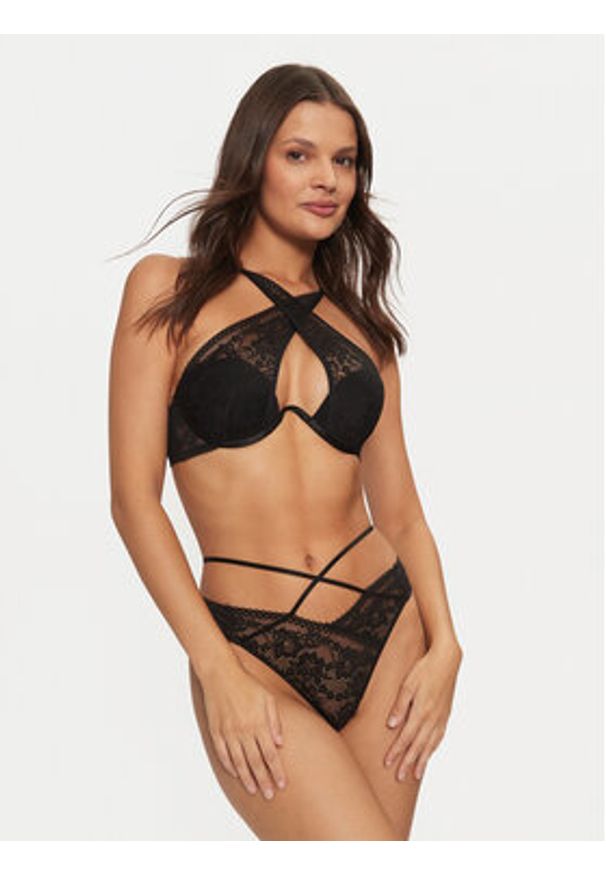 Hunkemöller Stringi Remi 206158 Czarny. Kolor: czarny. Materiał: syntetyk