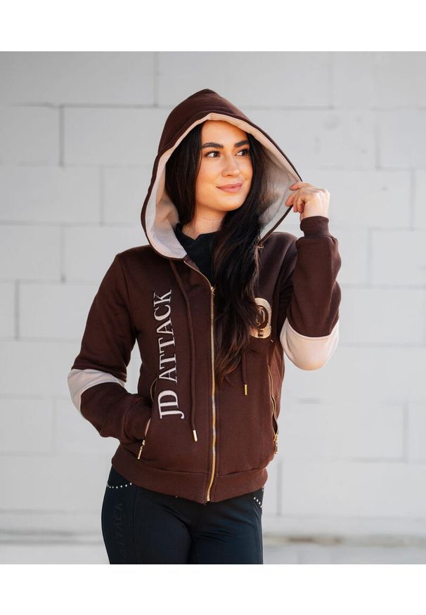 Bluza z zamkiem JD ATTACK Stefanie. Kolor: brązowy