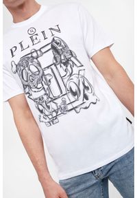 Philipp Plein - T-shirt męski PHILIPP PLEIN. Materiał: prążkowany. Długość rękawa: krótki rękaw. Długość: krótkie. Wzór: aplikacja, nadruk