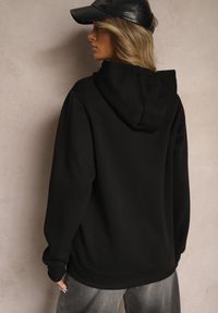 Renee - Czarna Casualowa Bluza z Dodatkiem Bawełny Kapturem i Ozdobnymi Sznurkami Feseraria. Okazja: na co dzień. Kolor: czarny. Materiał: bawełna. Długość rękawa: długi rękaw. Długość: długie. Styl: casual #3
