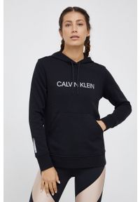 Calvin Klein Performance - Bluza. Kolor: czarny. Materiał: dzianina. Długość rękawa: długi rękaw. Długość: długie. Wzór: nadruk #5