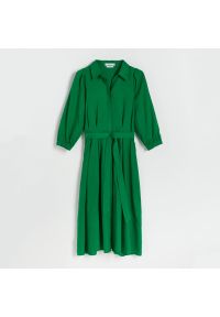 Reserved - Bawełniana sukienka - Zielony. Kolor: zielony. Materiał: bawełna