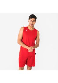 KIPSTA - Spodenki do koszykówki unisex Short 100. Kolor: czerwony, biały, wielokolorowy. Materiał: poliester, materiał. Sport: koszykówka