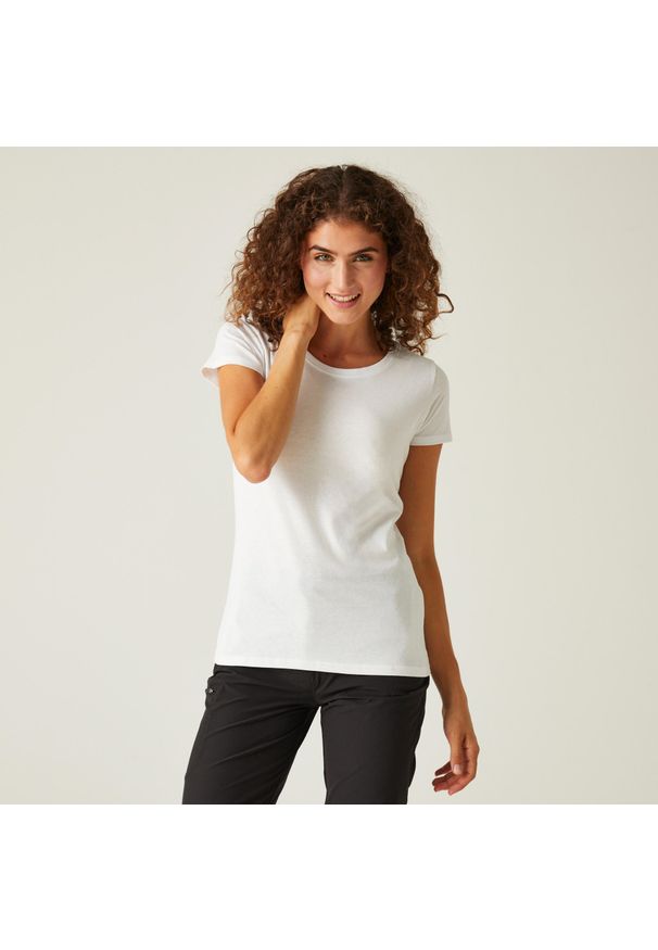 Regatta - Koszulka damska Carlie. Kolor: biały. Materiał: bawełna. Długość rękawa: krótki rękaw. Długość: krótkie