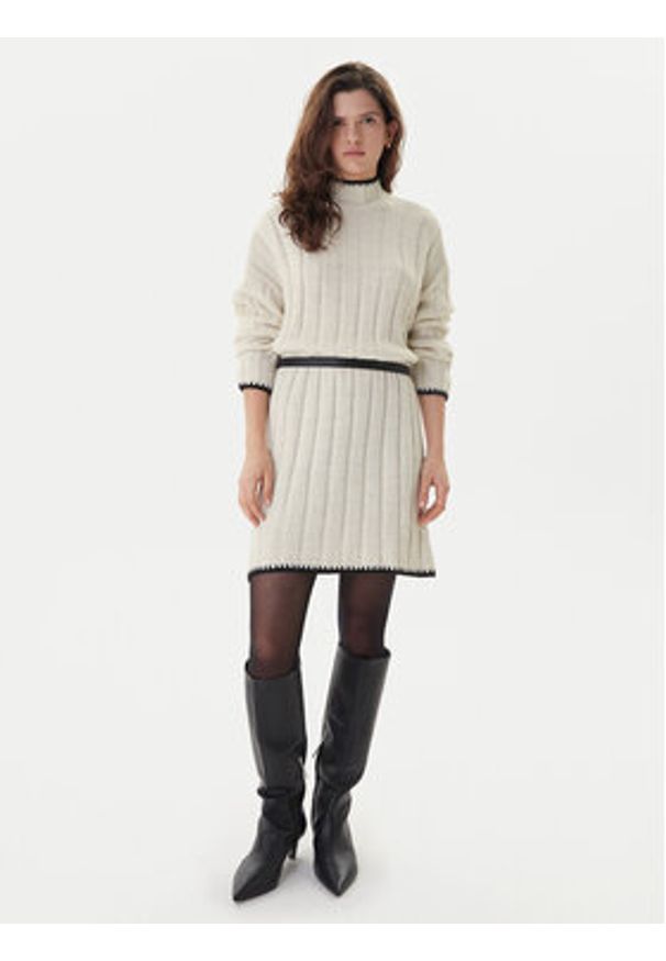 only - ONLY Sukienka dzianinowa Chick Stitch 15366020 Beżowy Loose Fit. Kolor: beżowy. Materiał: syntetyk