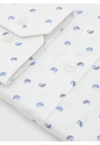 Pako Lorente - PAKO LORENTE - Biała koszula męska paisley. Kolor: biały. Materiał: bawełna, elastan. Długość rękawa: długi rękaw. Długość: długie. Wzór: paisley. Sezon: jesień #3