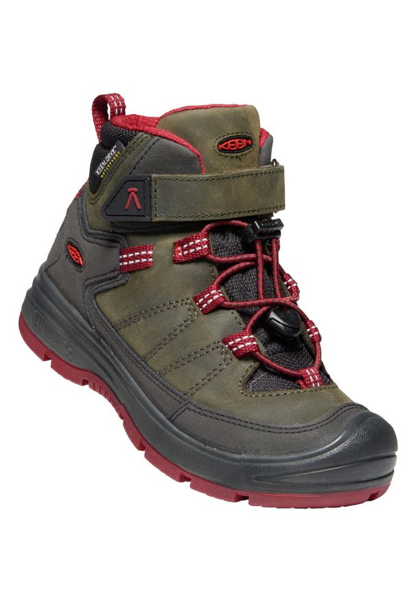 keen - Buty trekkingowe dla dzieci Keen Redwood Mid WP. Wysokość cholewki: za kostkę. Zapięcie: rzepy. Kolor: zielony. Materiał: materiał. Szerokość cholewki: normalna