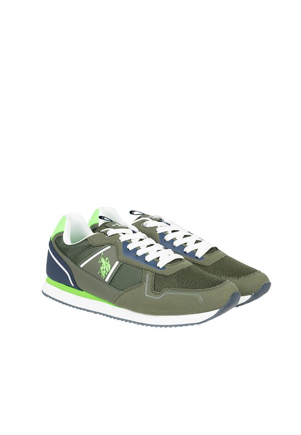 U.S. Polo Assn. Sneakersy "Nobil 004" | Nobil004 | Mężczyzna | Khaki. Kolor: brązowy. Materiał: skóra ekologiczna, materiał. Wzór: aplikacja, nadruk