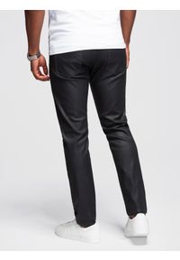 Ombre Clothing - Męskie woskowane spodnie jeansowe SLIM FIT – czarne V3 OM-PADP-0149 - XXL. Kolor: czarny. Materiał: jeans. Styl: klasyczny, retro, rockowy