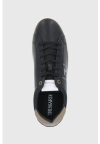 Trussardi Jeans - Trussardi buty kolor czarny. Nosek buta: okrągły. Zapięcie: sznurówki. Kolor: czarny. Materiał: guma. Obcas: na obcasie. Wysokość obcasa: niski