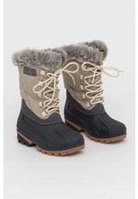 CMP śniegowce dziecięce GIRL POLHANNE SNOW BOOTS kolor beżowy. Nosek buta: okrągły. Zapięcie: sznurówki. Kolor: beżowy. Materiał: guma