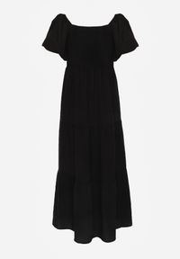 Renee - Czarna Sukienka z Wiskozy o Rozkloszowanym Kroju z Bufiastymi Rękawkami Rosena. Kolor: czarny. Materiał: wiskoza. Długość rękawa: krótki rękaw. Sezon: lato. Typ sukienki: rozkloszowane. Długość: maxi #5