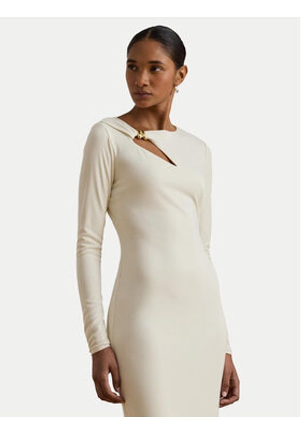 Lauren Ralph Lauren - LAUREN RALPH LAUREN Sukienka wieczorowa 253P03589002 Écru Slim Fit. Kolor: kremowy. Materiał: syntetyk. Styl: wizytowy