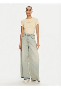 Tommy Jeans T-Shirt Linear DW0DW18398 Żółty Slim Fit. Kolor: żółty. Materiał: bawełna #5