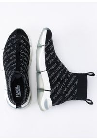 Sneakersy damskie czarne Karl Lagerfeld QUADRA Repeat Logo Knit Boot. Okazja: do pracy, na spacer, na co dzień. Kolor: czarny. Sport: turystyka piesza