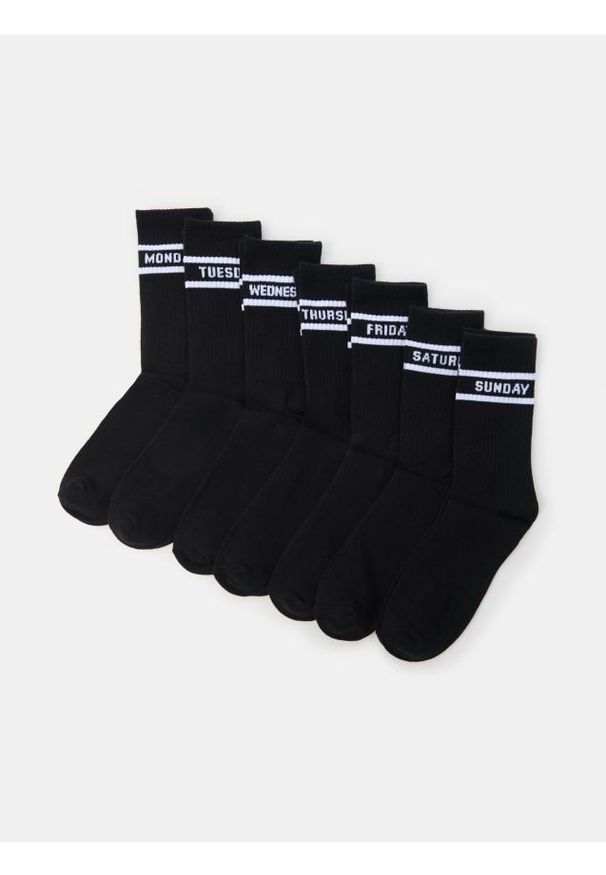 Sinsay - Prążkowane skarpetki 7 pack - czarny. Kolor: czarny. Materiał: prążkowany