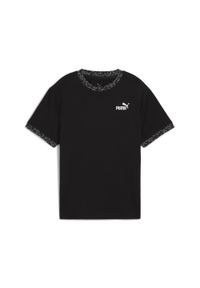 Puma - Młodzieżowa koszulka Essentials ze zwierzęcym wzorem o luźnym kroju PUMA Black. Kolor: czarny. Wzór: motyw zwierzęcy. Sport: joga i pilates
