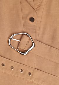 Renee - Beżowa Bawełniano-Wiskozowa Sukienka Koszulowa Bez Rękawów z Paskiem Athithoe. Okazja: na co dzień. Kolor: beżowy. Materiał: wiskoza, bawełna. Długość rękawa: bez rękawów. Typ sukienki: koszulowe. Styl: casual, elegancki #3