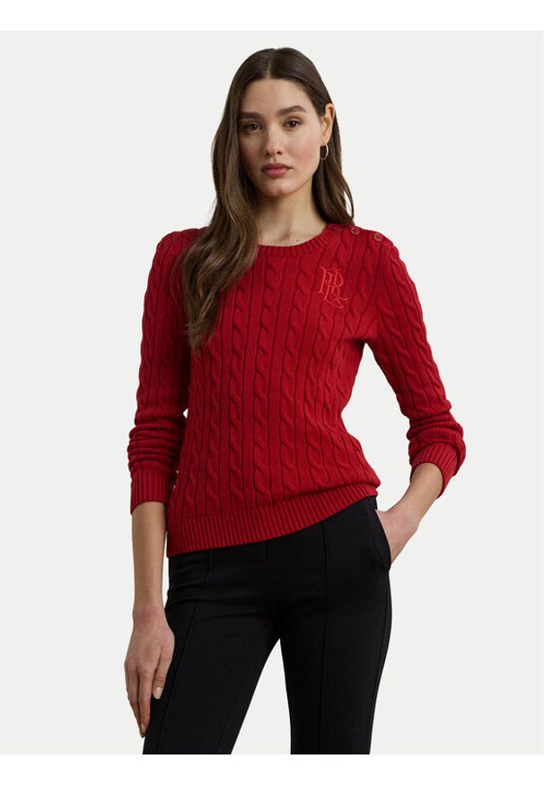 Lauren Ralph Lauren - LAUREN RALPH LAUREN Sweter 200932223009 Czerwony Slim Fit. Kolor: czerwony. Materiał: bawełna