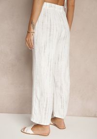 Renee - Białe Spodnie High Waist ze Sznurkiem Savurelle. Okazja: na co dzień. Stan: podwyższony. Kolor: biały. Wzór: aplikacja. Styl: sportowy, casual #3