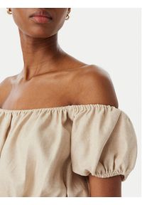 Guess Bluzka W6GHA1 W2447 Beżowy Regular Fit. Kolor: beżowy. Materiał: len #4