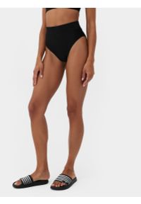 4f - Dół od bikini z materiałów z recyklingu damski. Kolor: czarny. Materiał: materiał #2