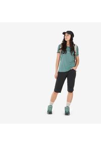 quechua - Koszulka turystyczna damska z krótkim rękawem Quechua MH500. Kolor: zielony. Materiał: materiał, poliester. Długość rękawa: krótki rękaw. Długość: krótkie