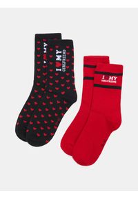 Sinsay - Prążkowane skarpetki z napisem 2 pack - wielobarwny. Materiał: prążkowany. Wzór: napisy #1