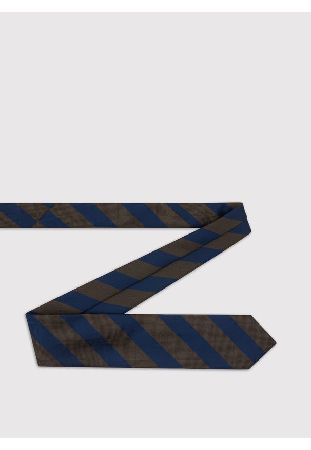 Pako Lorente - PAKO LORENTE – Granatowy krawat męski w skośne pasy. Kolor: niebieski. Materiał: poliester