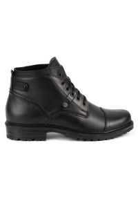 Olivier Buty męskie skórzane Militarne Mpb czarne. Kolor: czarny. Materiał: skóra. Wzór: moro. Styl: militarny #2