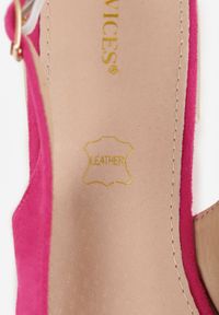 Renee - Fuksjowe Sandały Slingback Vices z Wkładką ze Skóry Naturalnej Galeresa. Okazja: na co dzień, do pracy, na spotkanie biznesowe. Zapięcie: pasek. Kolor: różowy. Materiał: skóra. Obcas: na obcasie. Styl: casual, biznesowy, elegancki. Wysokość obcasa: niski #5