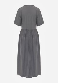 Born2be - Szara Rozkloszowana Sukienka o Luźnym Kroju z Bawełny z Kieszeniami Leucena. Okazja: do pracy, na co dzień. Kolor: szary. Materiał: bawełna. Sezon: lato. Typ sukienki: proste, rozkloszowane. Styl: elegancki, casual #7