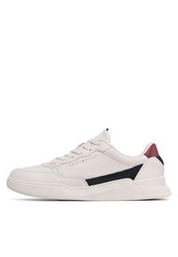 TOMMY HILFIGER - Tommy Hilfiger Sneakersy Elevated Cupsole Leather FM0FM04490 Beżowy. Kolor: beżowy. Materiał: skóra #4