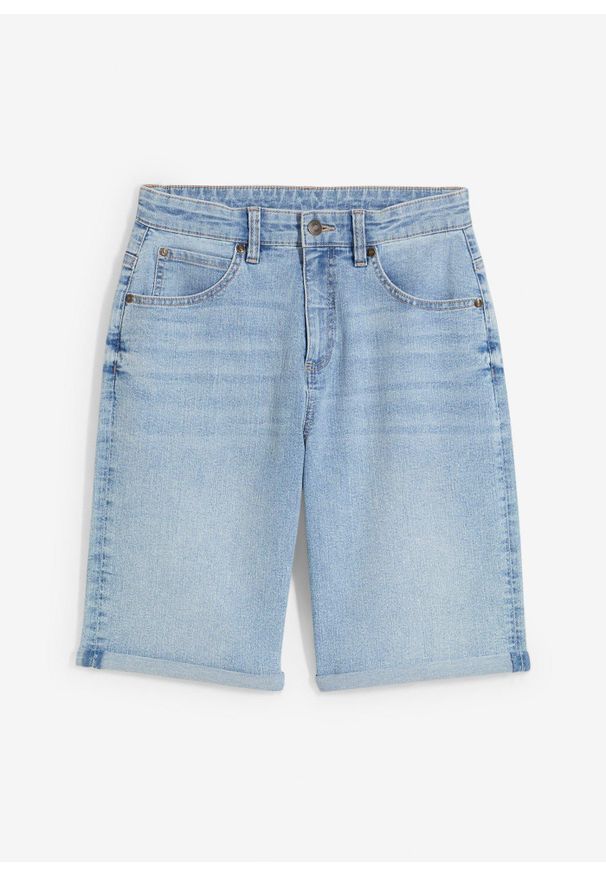 bonprix - Szorty dżinsowe ze stretchem, Loose Fit. Kolor: niebieski