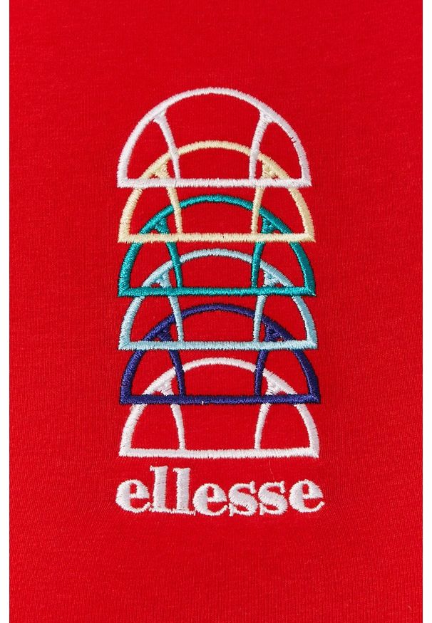 Ellesse - Sukienka. Kolor: czerwony. Materiał: dzianina. Długość rękawa: krótki rękaw. Wzór: aplikacja. Typ sukienki: dopasowane