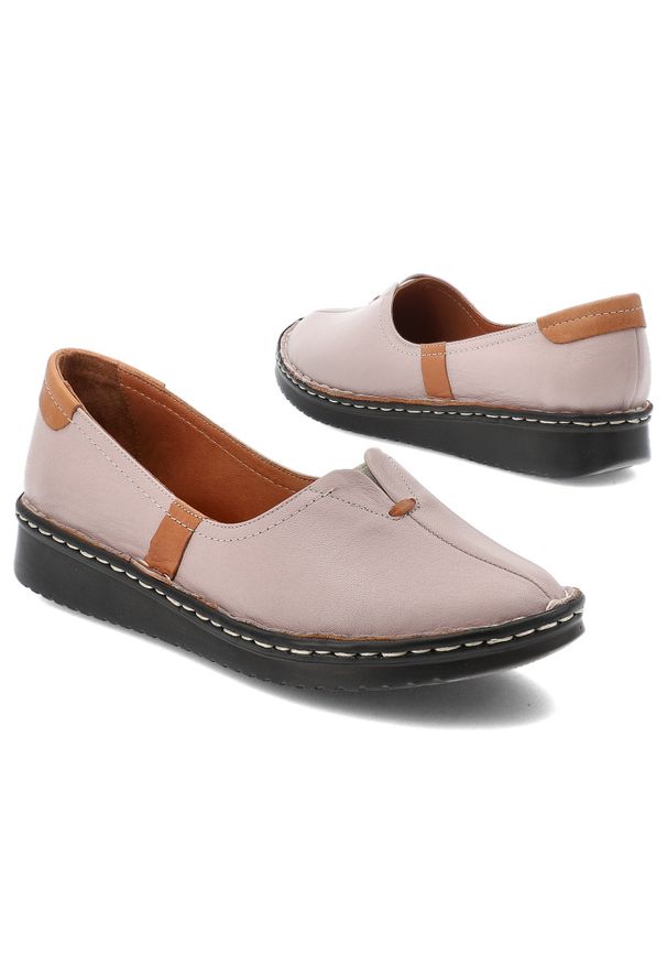 Półbuty damskie Artiker, naturalna skóra licowa z miękką cholewką wsuwaną konstrukcją, jasnobrązowe, 50C0342. Okazja: na co dzień, na spacer. Kolor: brązowy. Materiał: skóra. Szerokość cholewki: normalna. Styl: elegancki, casual