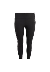 Adidas - Train Essentials 3-Stripes High-Waisted 7/8 Leggings (Plus Size). Kolekcja: plus size. Kolor: czarny. Materiał: materiał