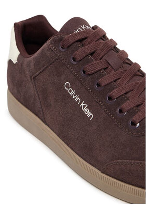 Calvin Klein Sneakersy Low Cupsole Laceup Su HM0HM01946 Bordowy. Kolor: czerwony. Materiał: skóra, zamsz