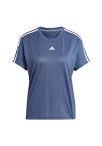 Adidas - AEROREADY Train Essentials 3-Stripes Tee. Kolor: wielokolorowy, biały, niebieski. Materiał: materiał. Sport: fitness