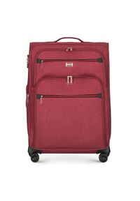 Wittchen - Średnia walizka z kolorowym suwakiem bordowa. Kolor: czerwony. Materiał: poliester. Wzór: kolorowy. Styl: wakacyjny