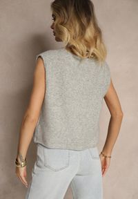 Renee - Szara Sweterkowa Kamizelka z Wełną Zenzeki. Okazja: na co dzień. Kolor: szary. Materiał: wełna. Styl: casual, elegancki #5