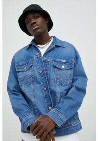 Wrangler kurtka jeansowa męska kolor niebieski przejściowa oversize. Kolor: niebieski. Materiał: jeans #6
