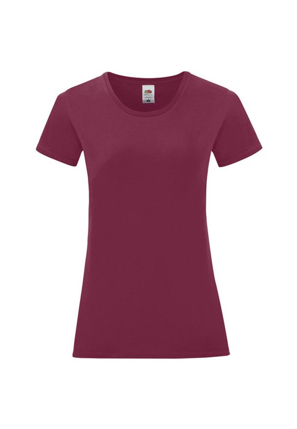 FRUIT OF THE LOOM - Koszulka Damska Z Bawełny Czesanej Iconic. Kolor: czerwony, wielokolorowy, brązowy. Materiał: bawełna. Sport: turystyka piesza